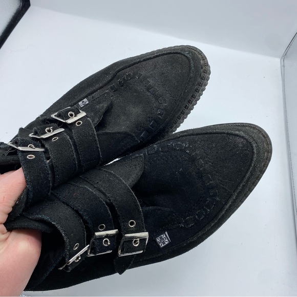 TUK 3 Buckle Suede Pointed Creeper Boots womens 8 punk goth Addams 90’s scene - Picture 6 of 10